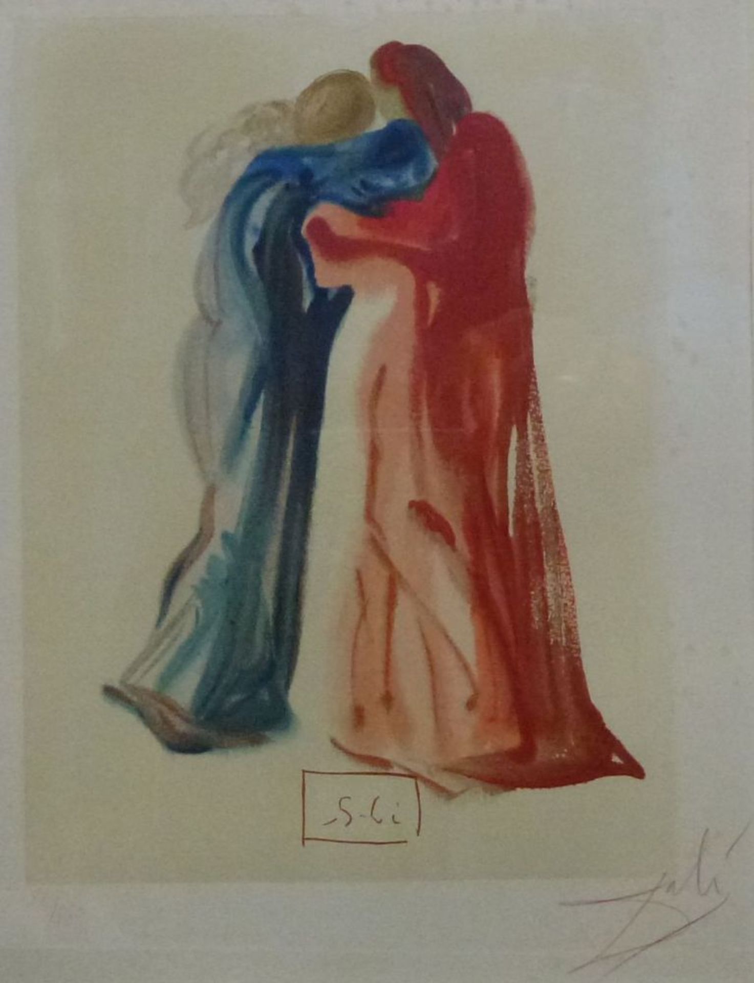 PaarSalvador Dalí, 1904 - '89 Ofsetlithographie 88/150, Buntstiftsignatur, Stockflecken außerhalb