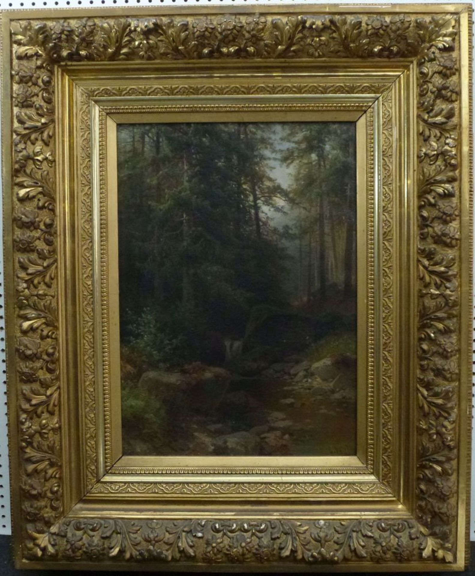 "Landschaft aus dem Thüringer Wald"Gustav Meissner, 1830 - ~1920Öl/LW, sign., rs. bez., Bachlauf - Bild 2 aus 4