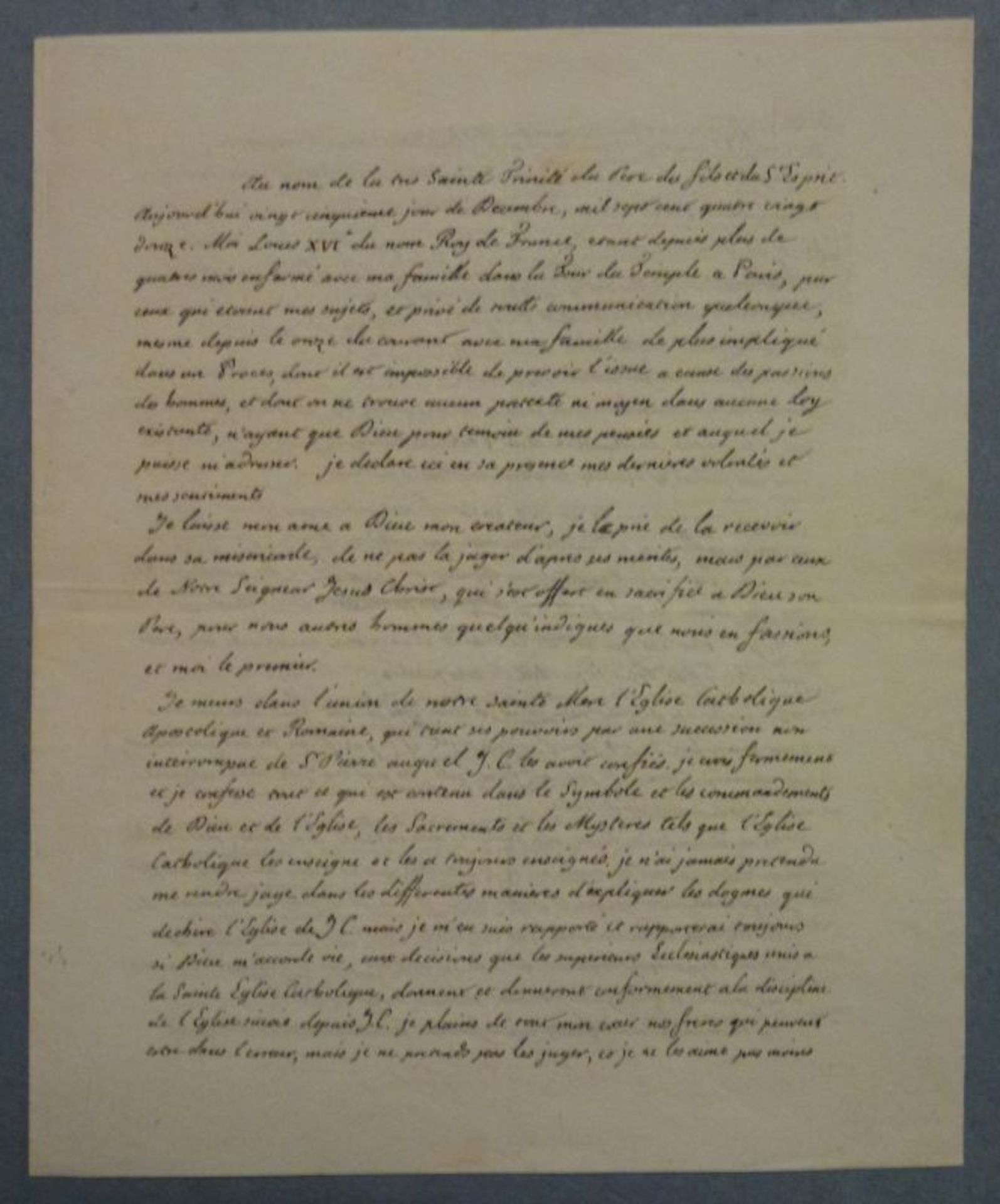 Testament des Königs Louis XVI. vom 15. Dez. 17924-seitige faksimilierte Lithographie, in geringer