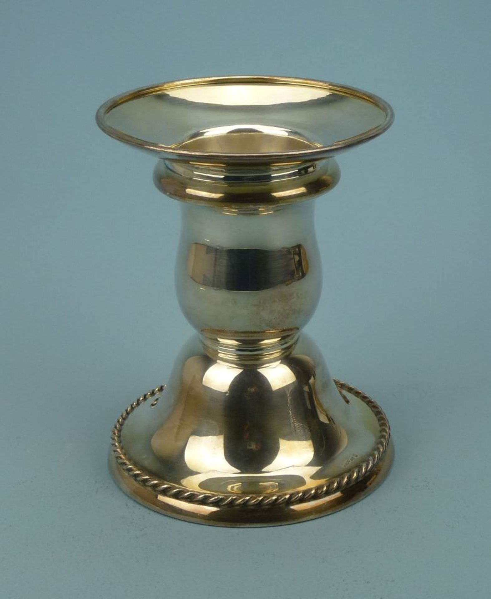 großer Kerzenleuchter, 925er Silber, 1960er Jahregedrückter Baluster, Kordelband um Fuß, vermutl.