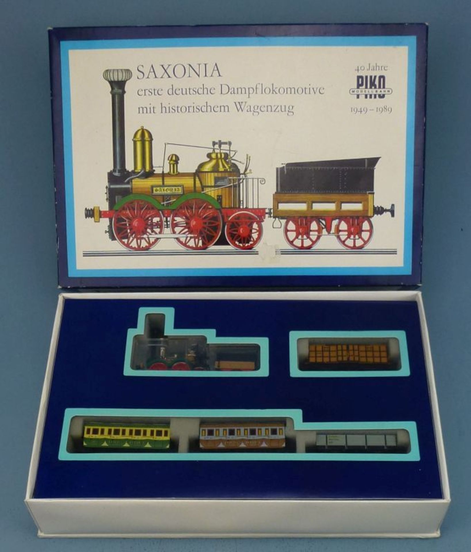 VEB Piko "Saxonia" Dampflokomotive-Setm. hist. Wagenzug, Mod.nr. 5/0761/100, Spur HO, 1:87, orig. - Image 2 of 2