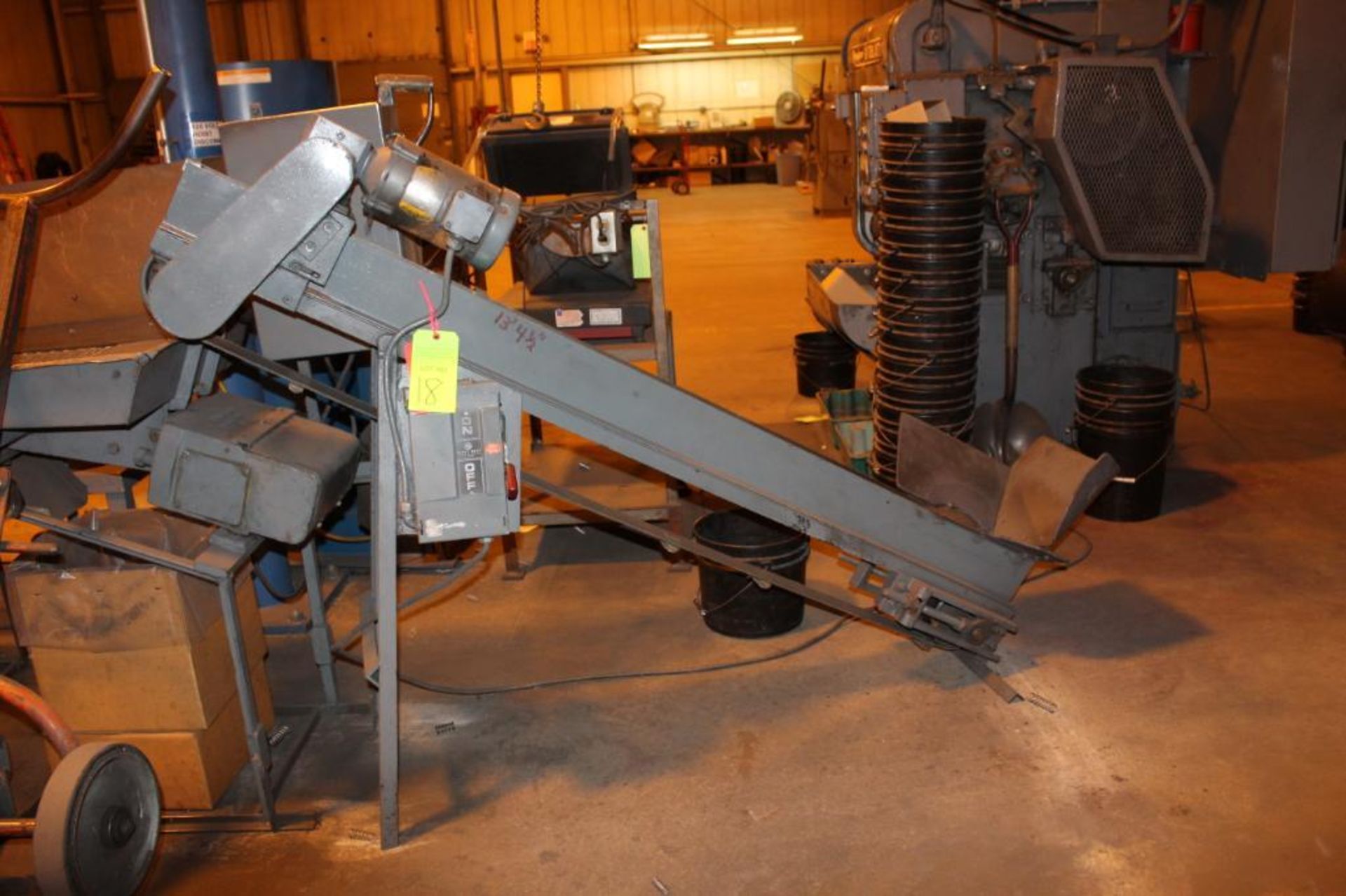 Unknown 3-1/2" x 80" Incline Flighted Belt Conveyor