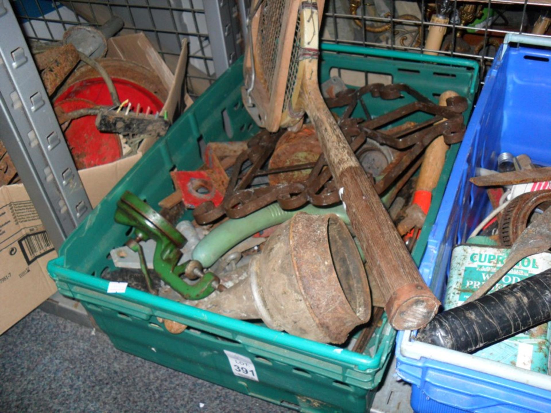 CRATE OF OLD TOOLS