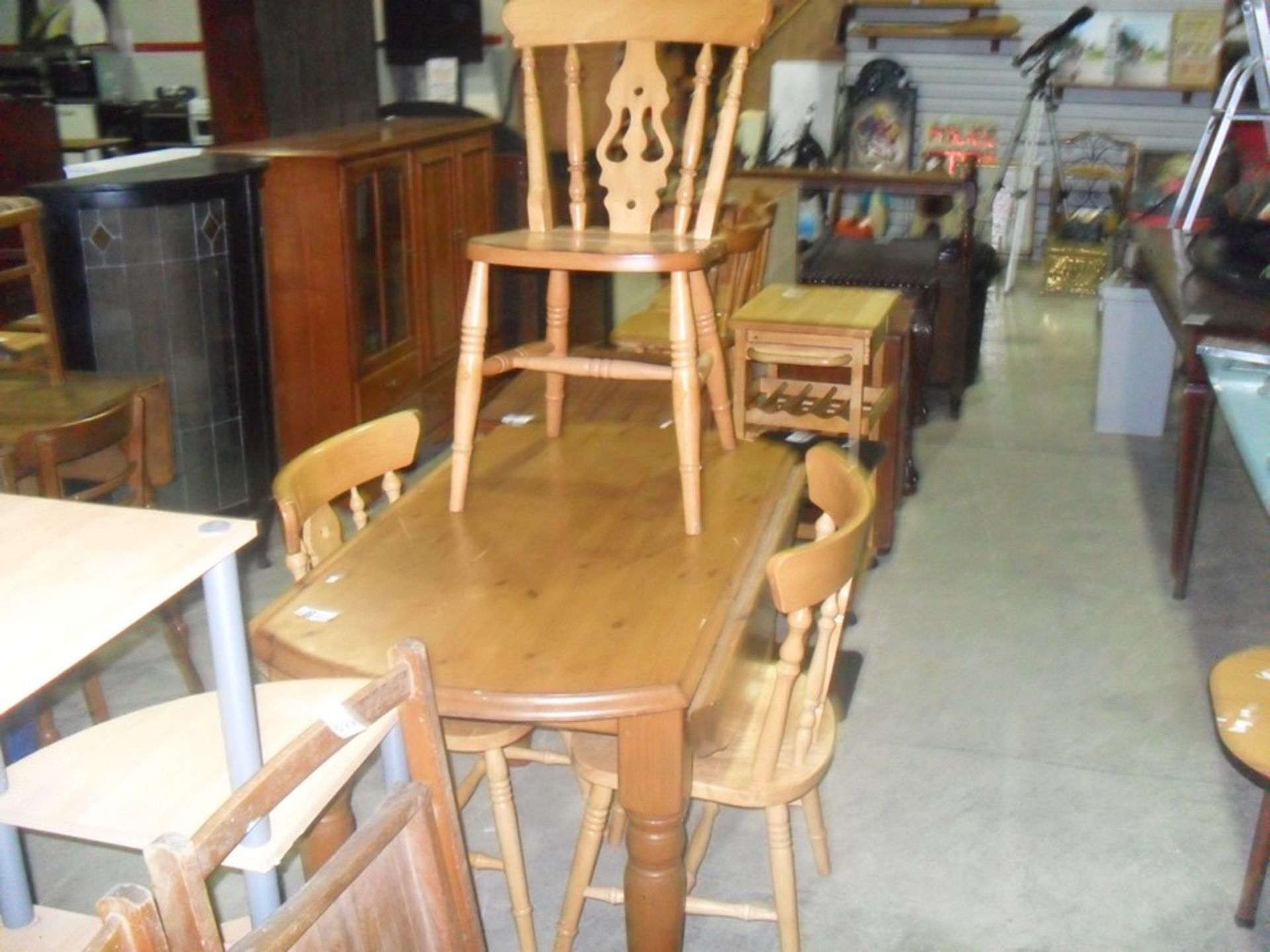 PINE TABLE AND 3 CHAIRS