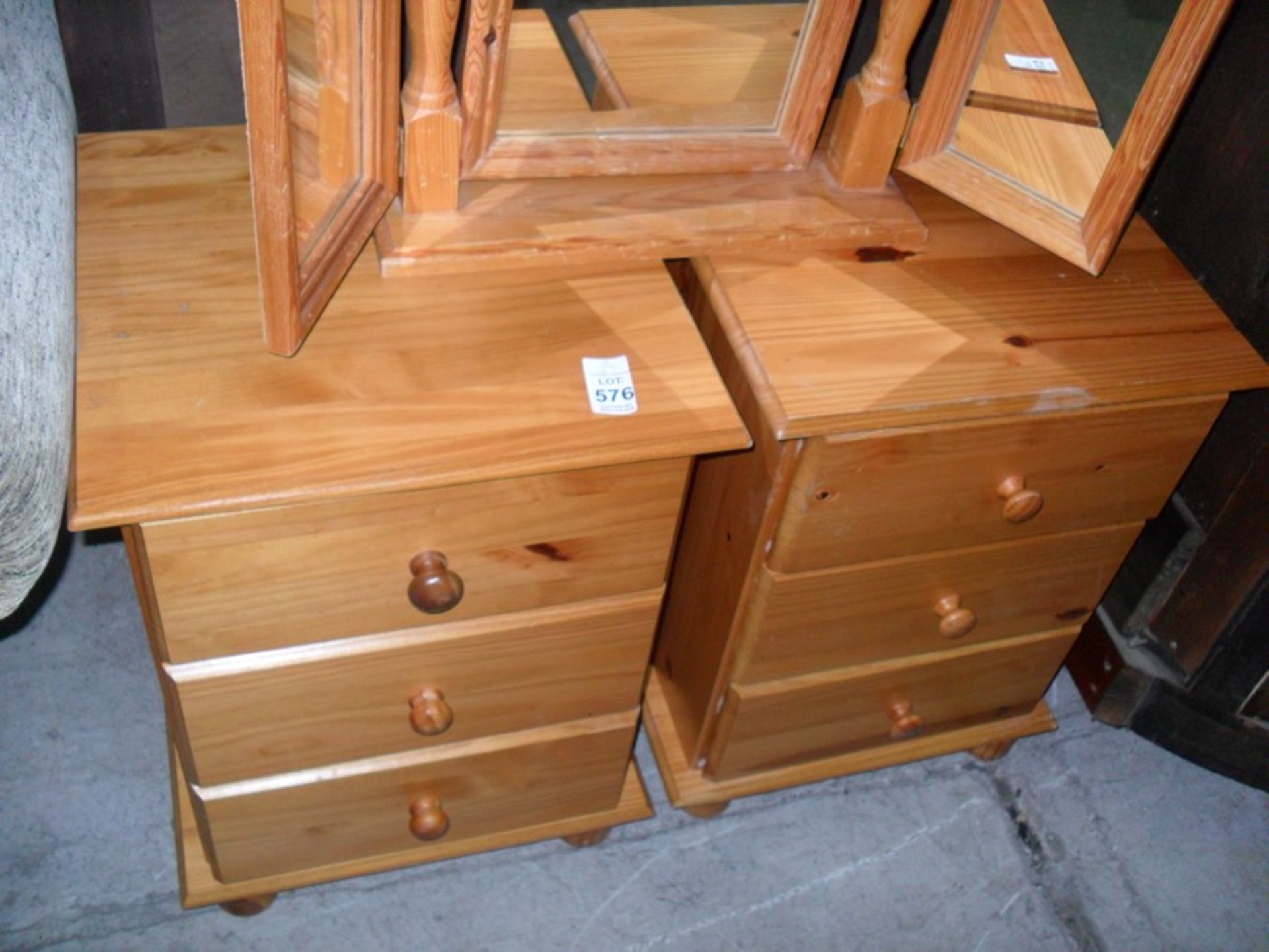 PAIR OF PINE 3 DRAWER BEDSIDE CHESTS