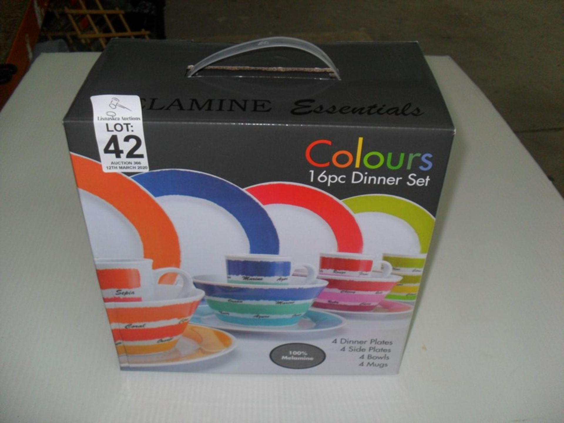 COLOURS 16PC MELAMINE DINNER SET (SHOP CLEARANCE)