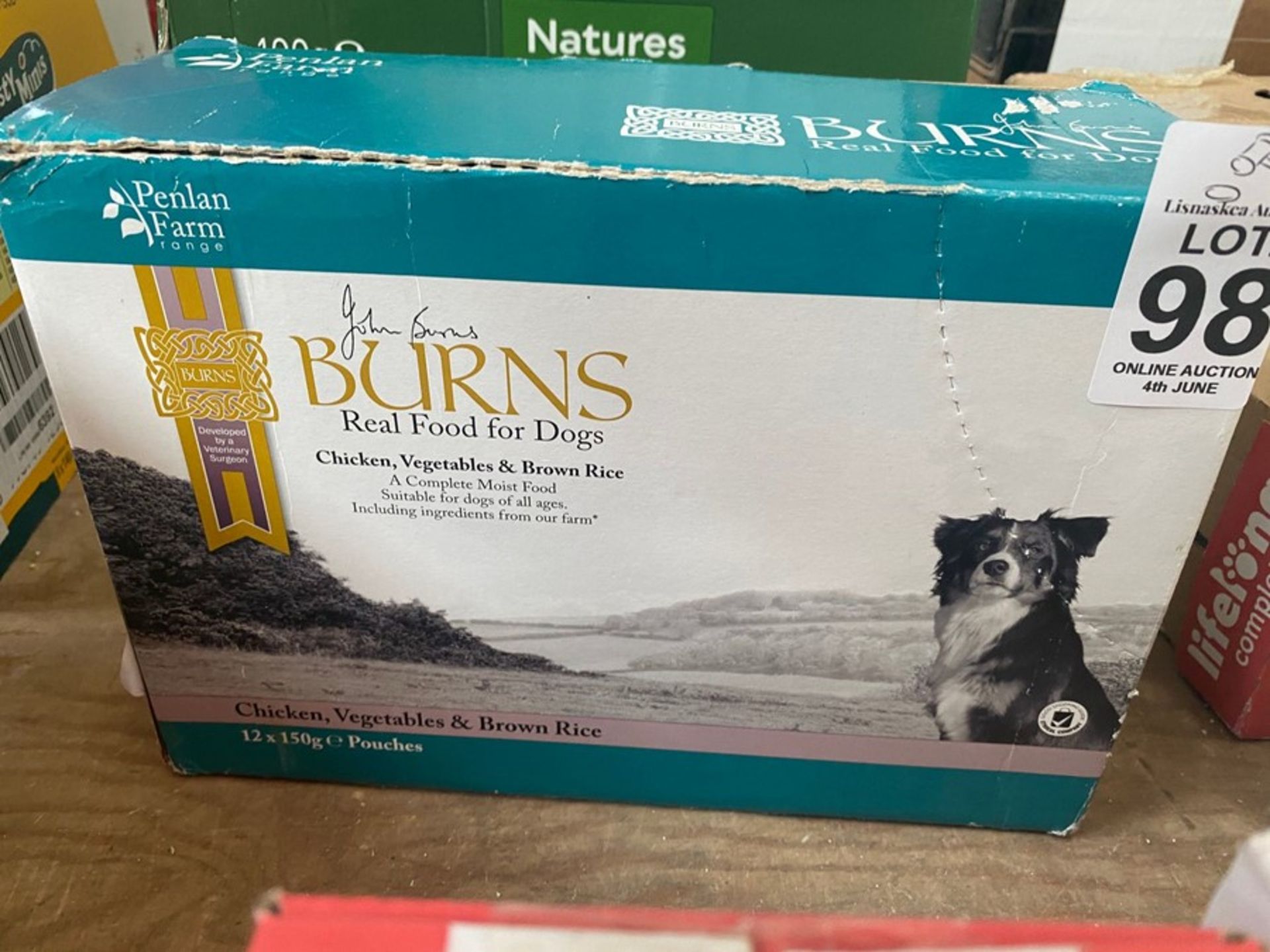 BOX OF PENLAN FARM BURNS DOG FOOD