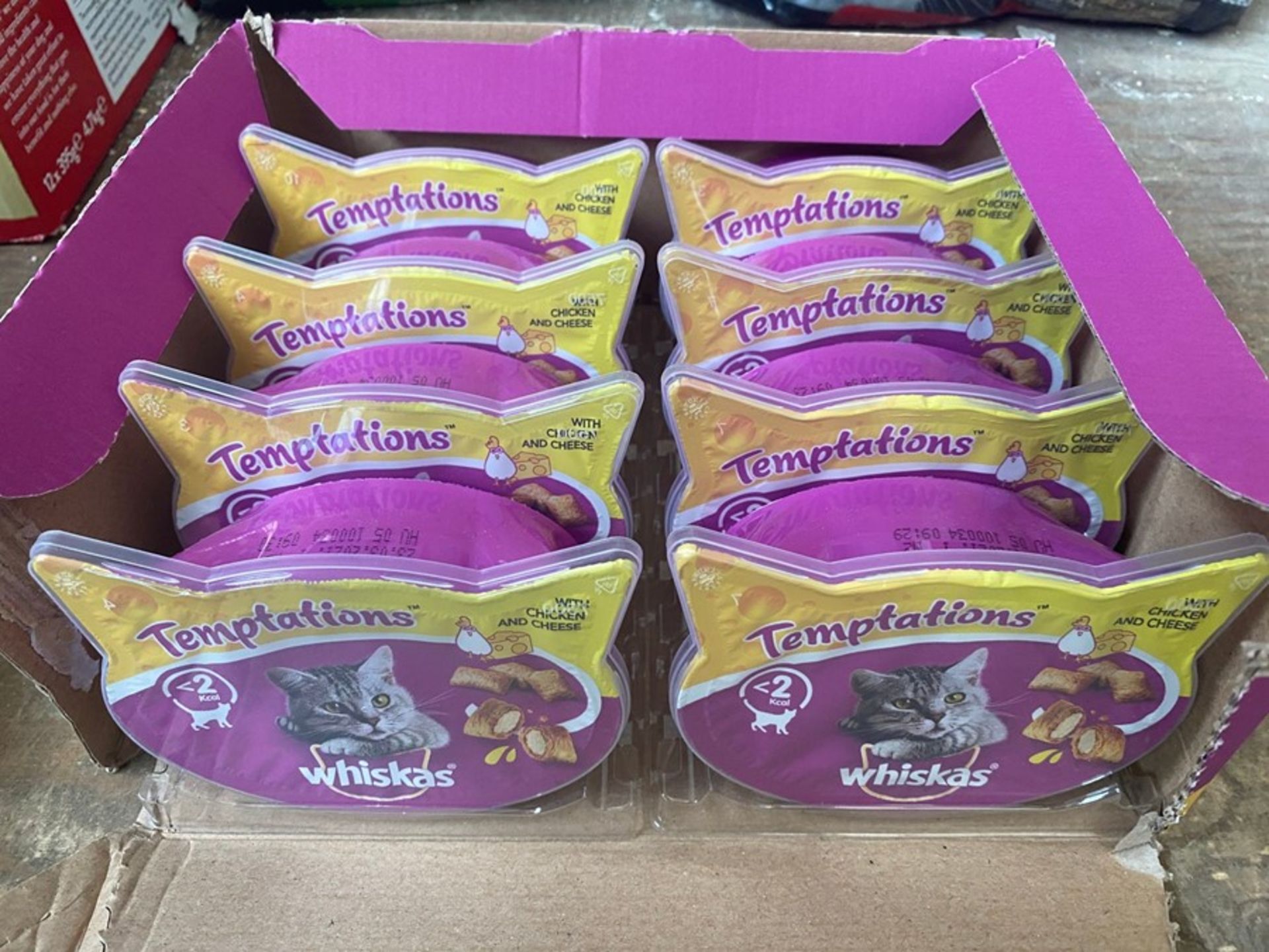 8X TUBS OF WHISKAS TEMPTATIONS TREATS