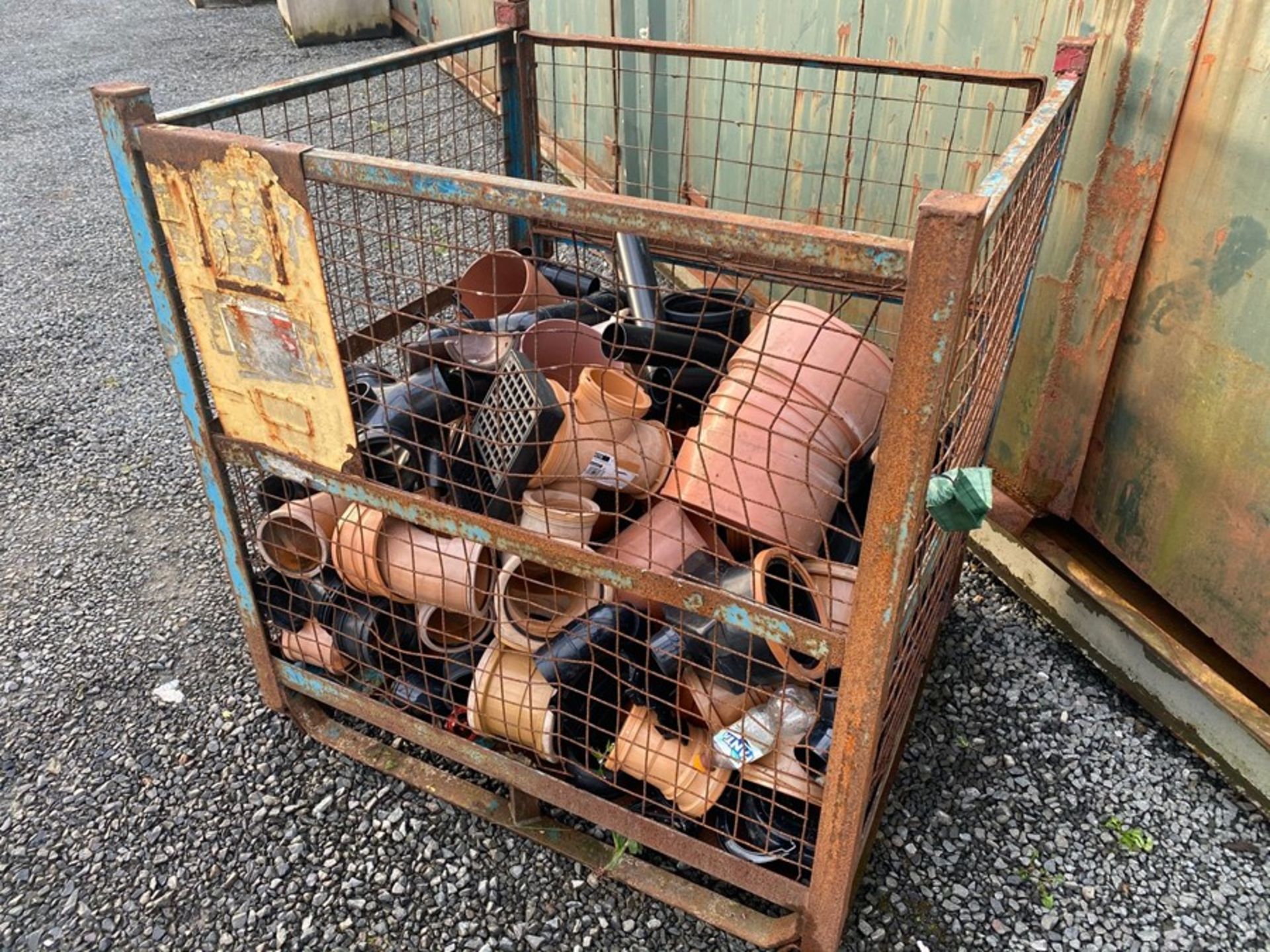 CRATE FULL OF SEWER PIPE FITTINGS (CRATE NOT INC.)
