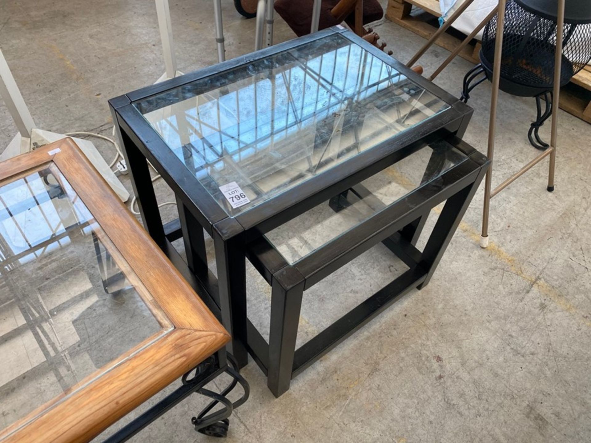2 GLASS TOPPED COFFEE TABLES