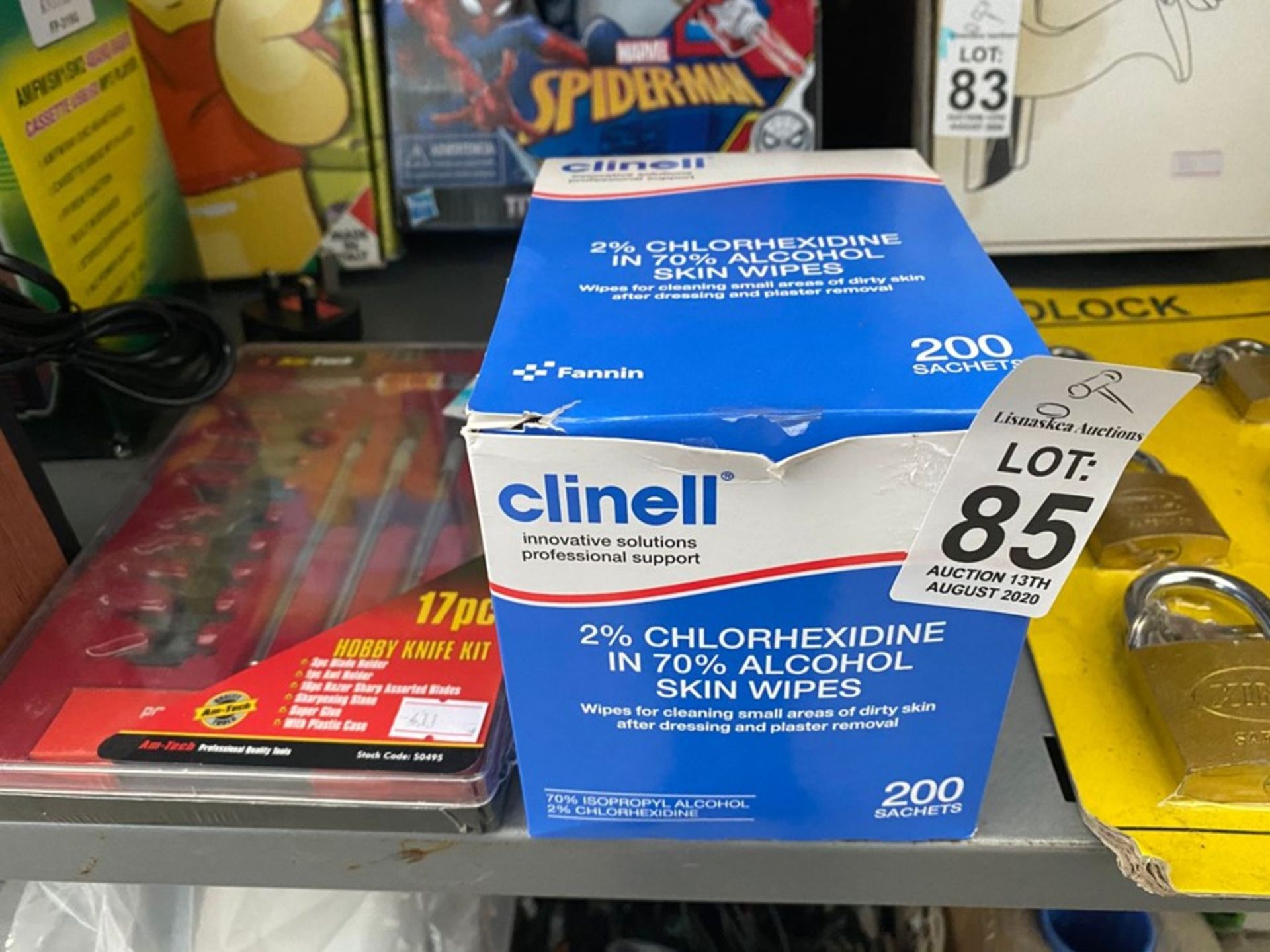 BOX OF CLINELL ALCOHOL SKIN WIPES