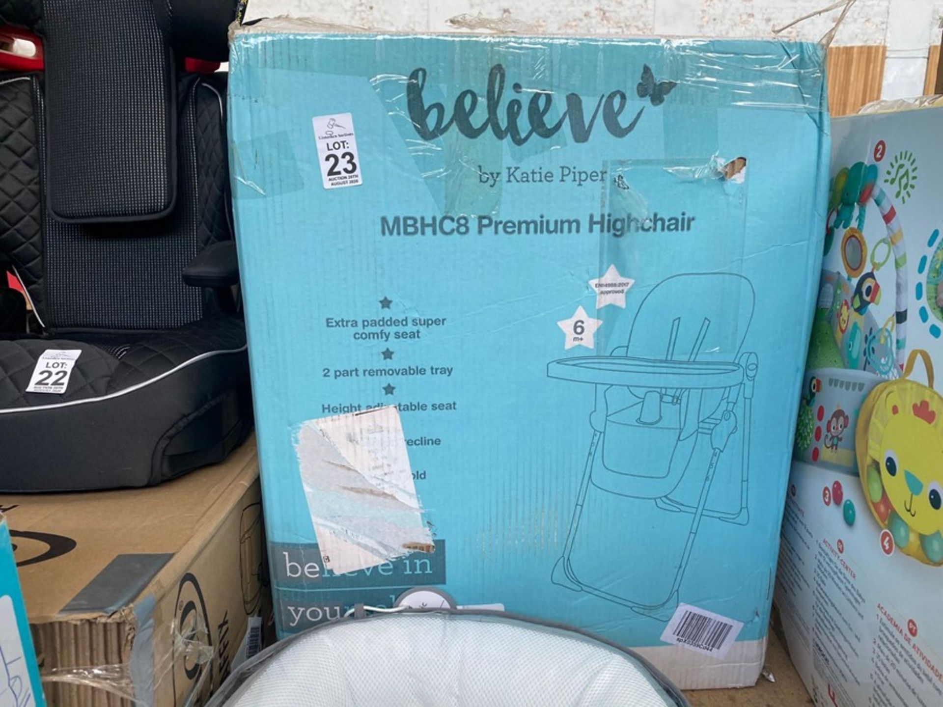 KATIE PIPER "BELIEVE" BOXED HIGHCHAIR