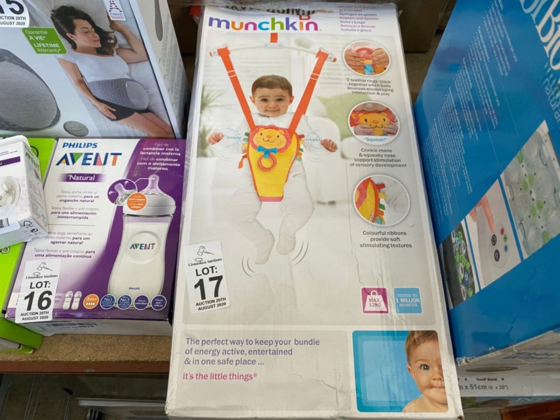 BOXED MUNCHKIN BOUNCE AND PLAY SLING