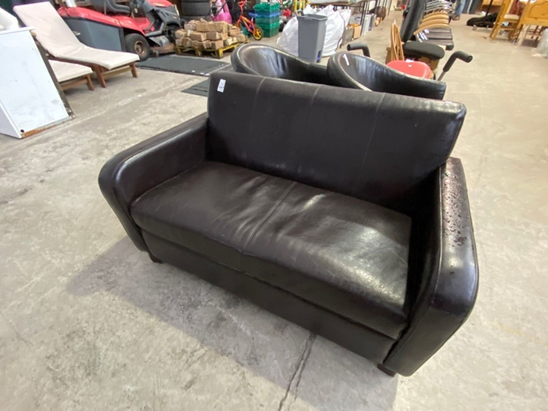 LEATHER BROWN 2 SEATER SOFA