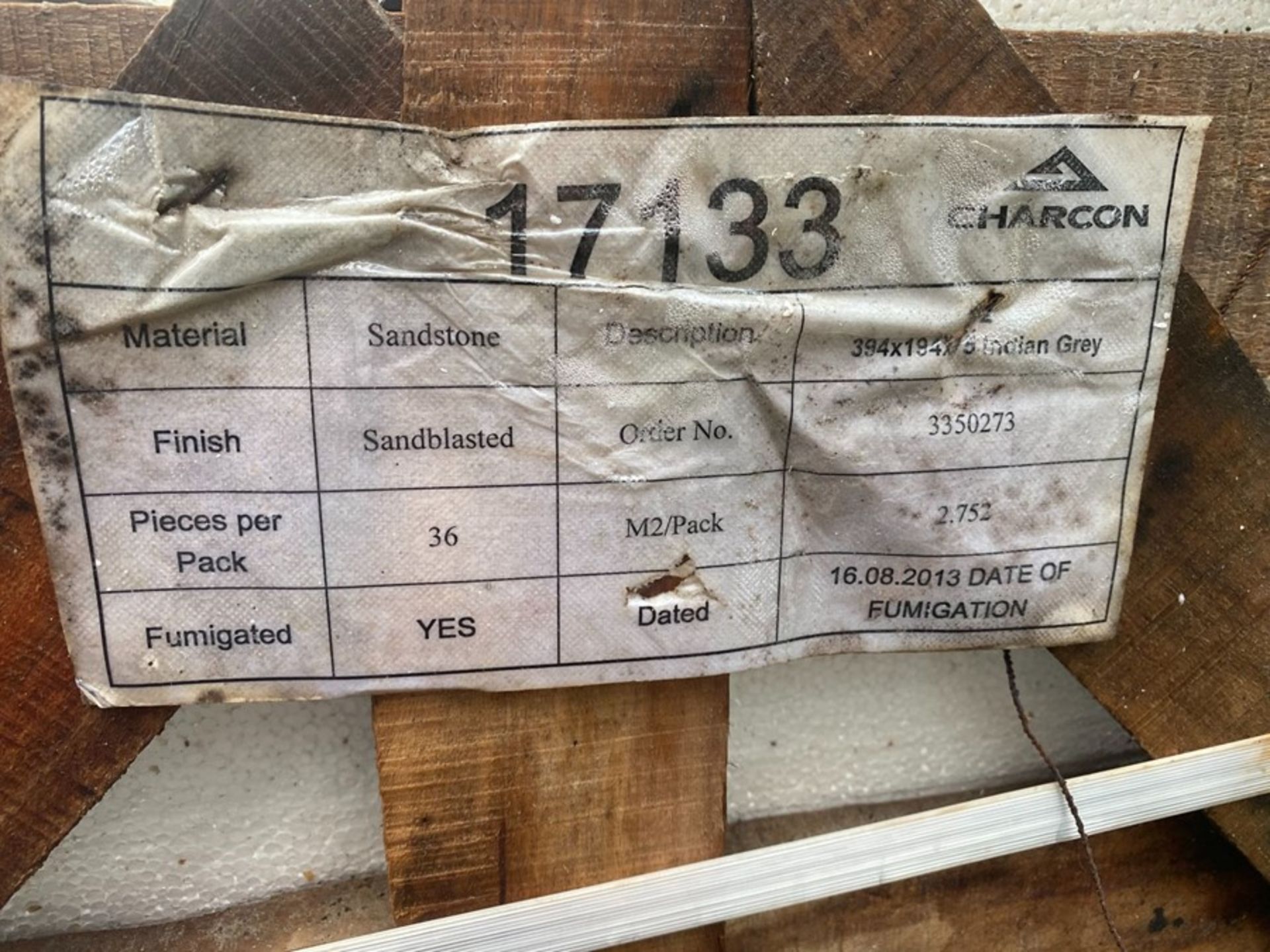 CRATE OF 36X INDIAN GREY SANDBLASTED SANDSTONE (1PC 13.5 X 7.5”)