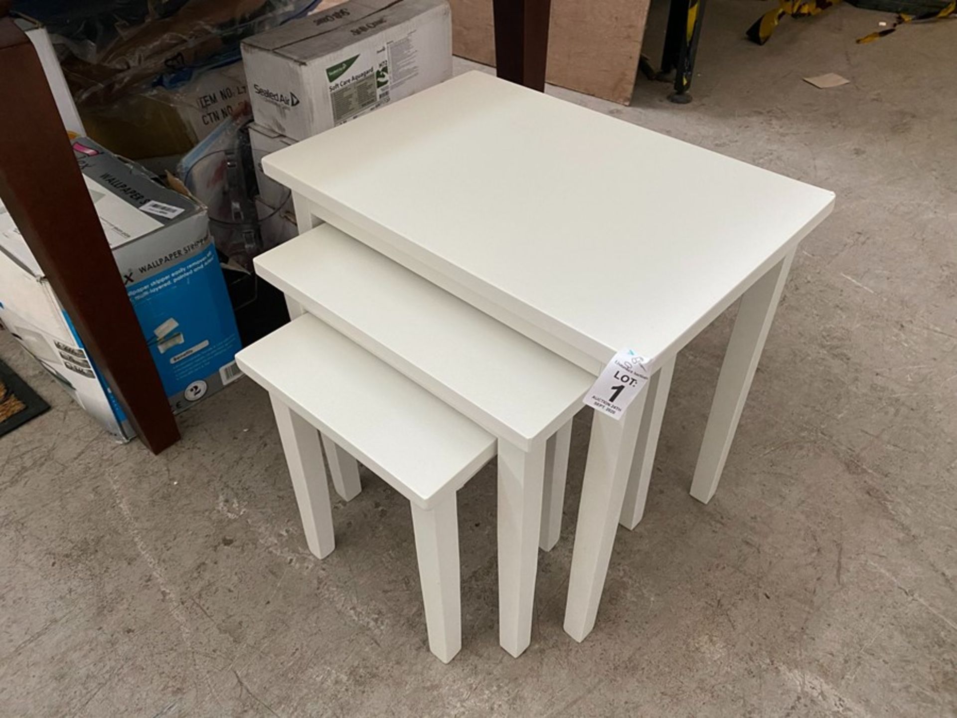 NEST OF 3 WHITE TABLES