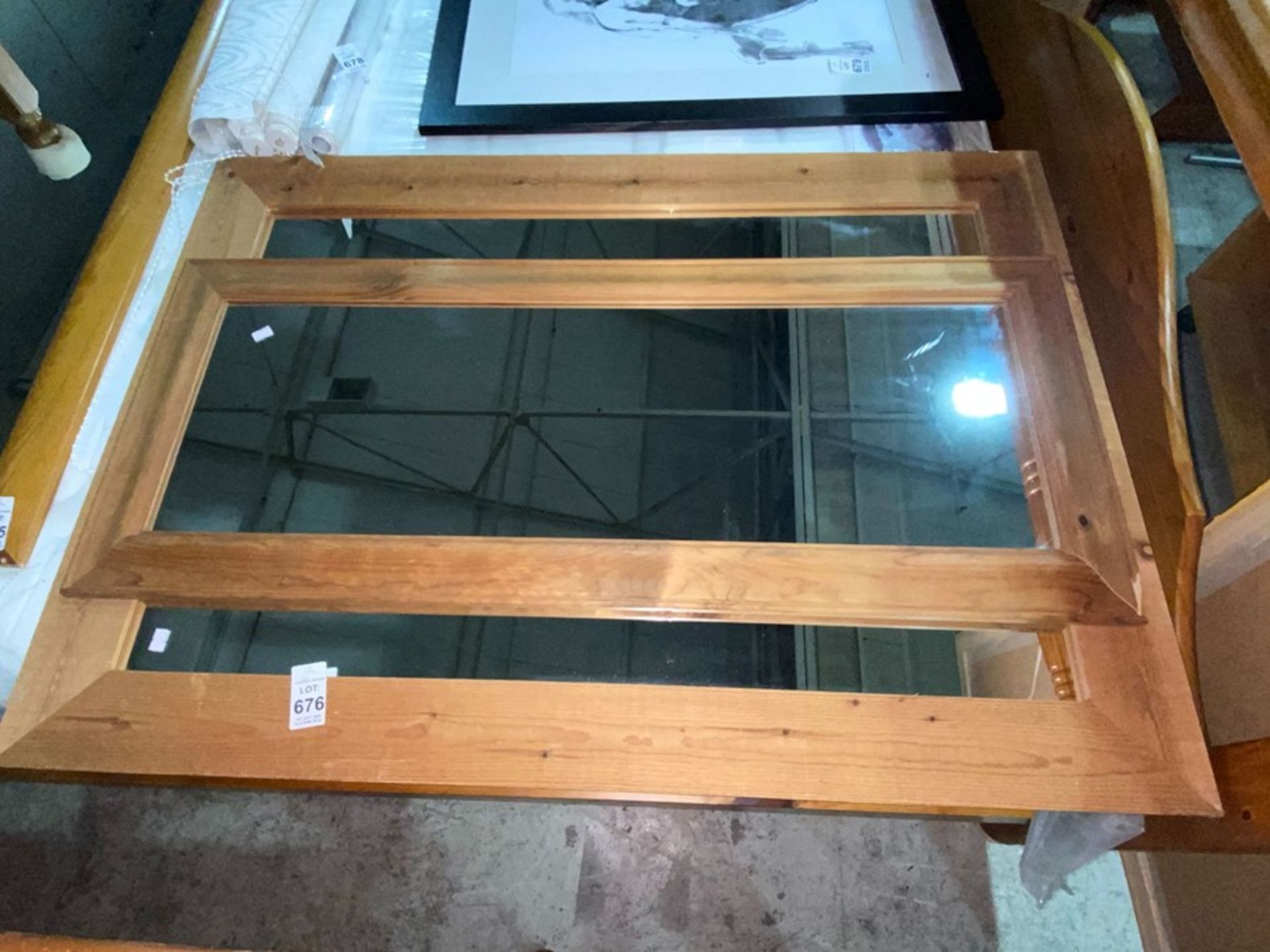 2 LARGE PINE FRAMED MIRRORS