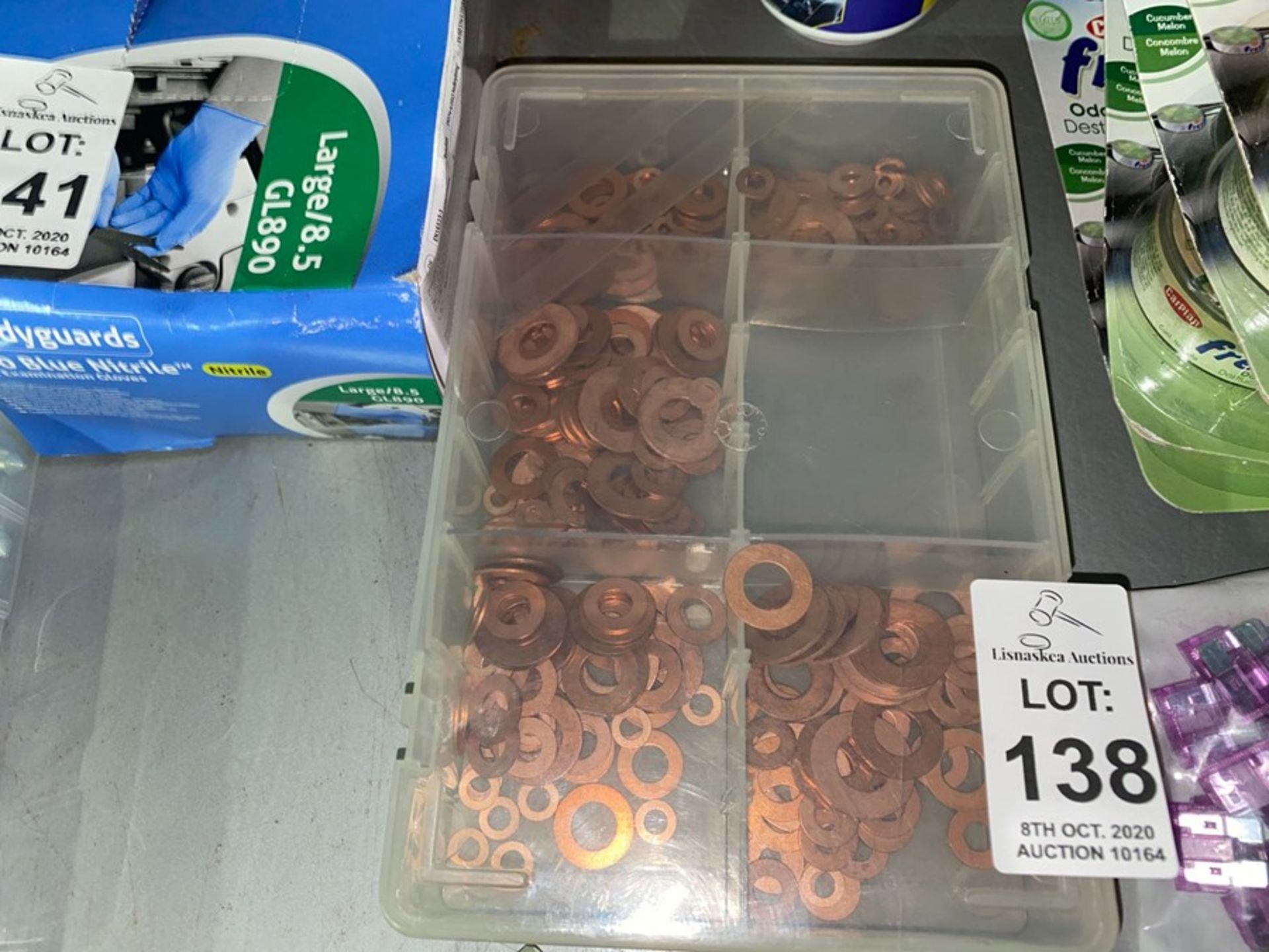 BOX OF IMPERIAL SIZE COPPER WASHERS