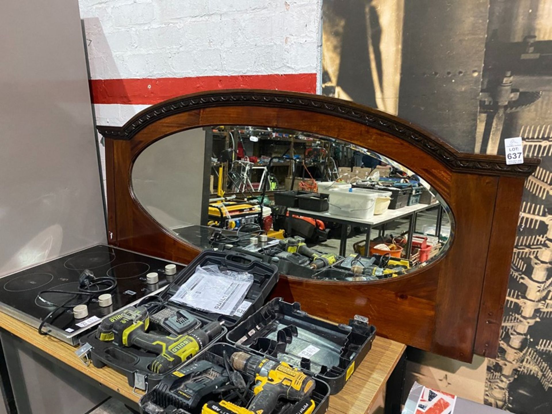 VINTAGE WOODEN SIDEBOARD MIRROR