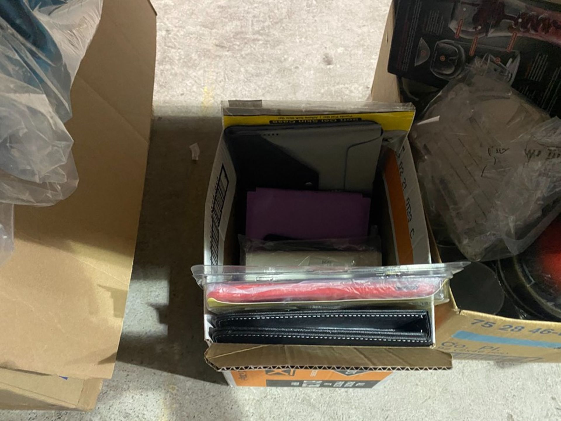BOX OF TABLET COVERS ETC