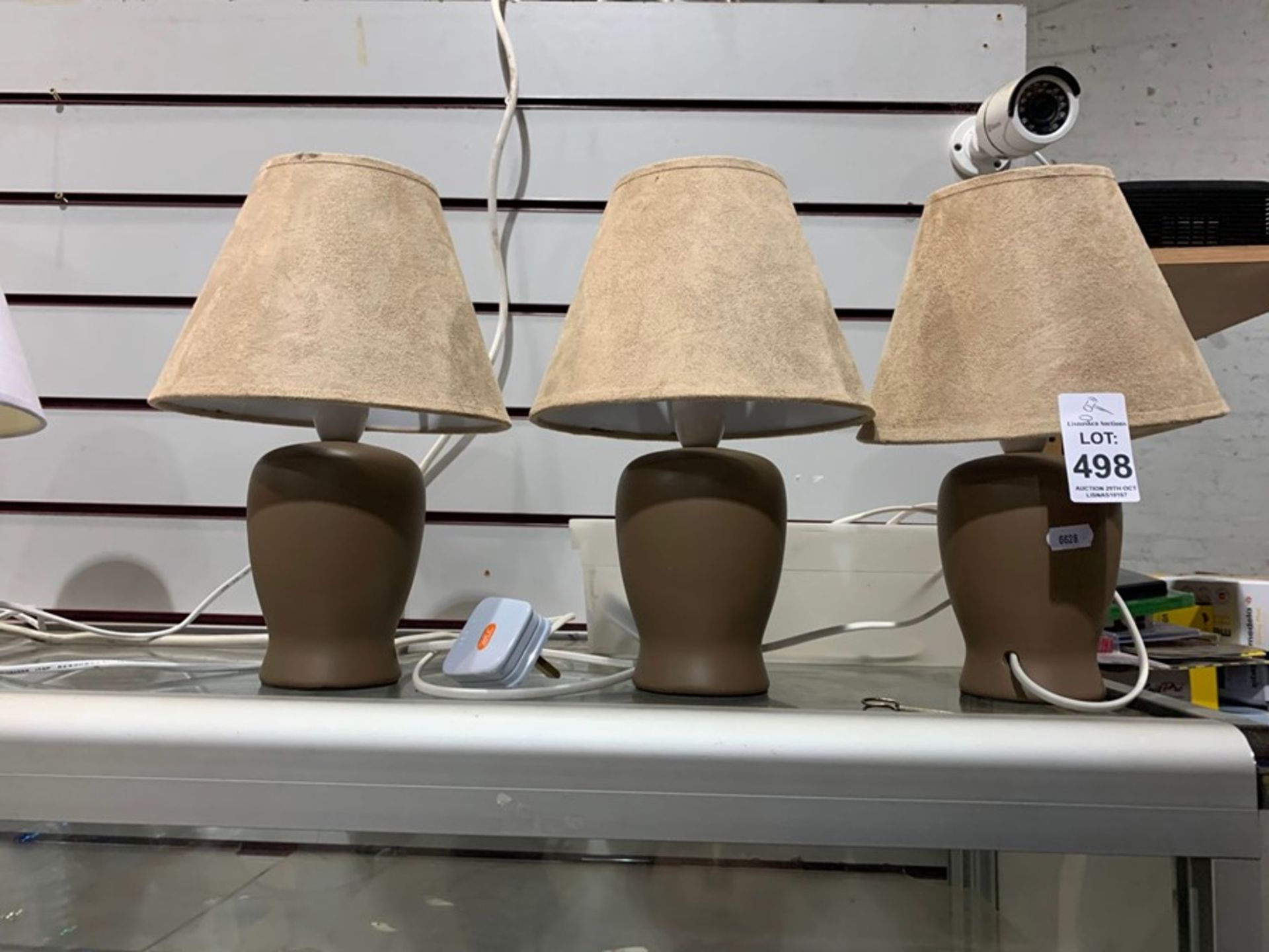 LOT OF 3 BROWN/BEIGE LAMPS