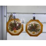 2X FRAMED DRIED FLOWER WALL HANGINGS