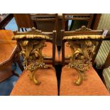 PAIR OF GILTED WOODEN SCONCES