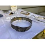 SILVER STAMPED EXPANDING BANGLE