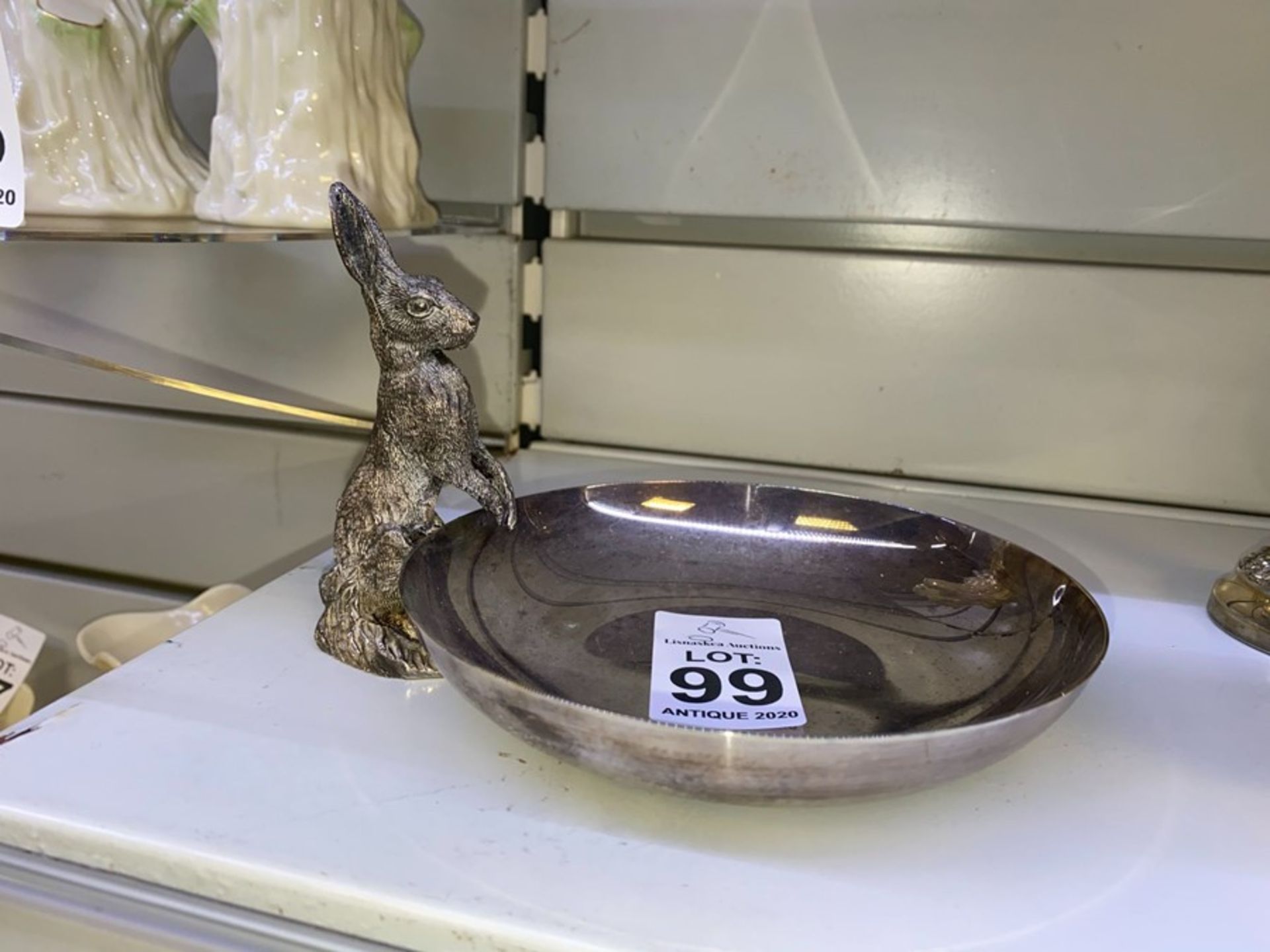 SILVER PLATED HARE CHANGE DISH
