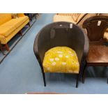 WOVEN UPHOLSTERED RETRO TUB CHAIR