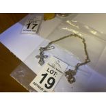 SILVER STAMPED STONE SET CROSS & CHAIN