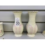 PAIR OF BELLEEK VASES