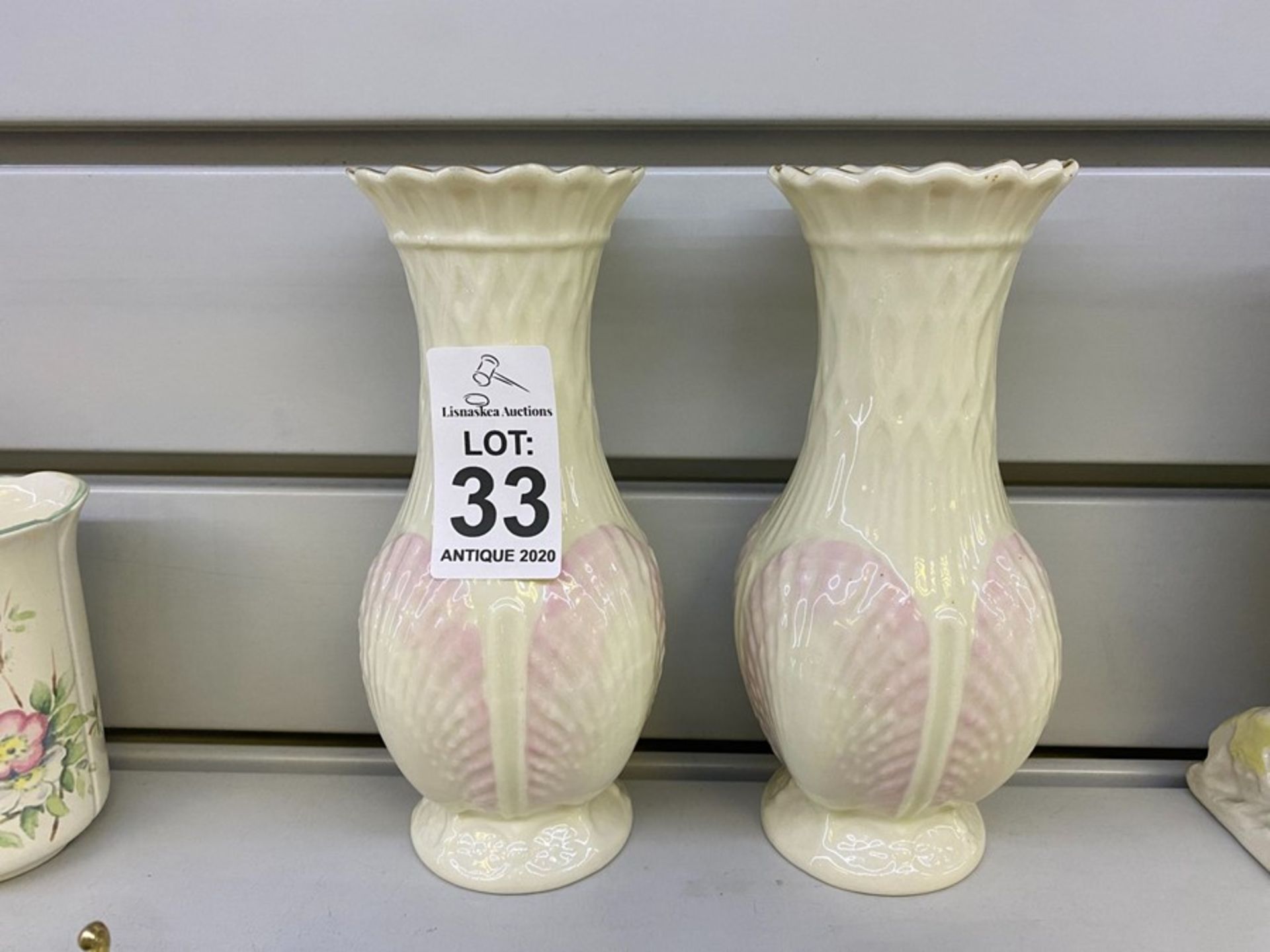 PAIR OF BELLEEK VASES