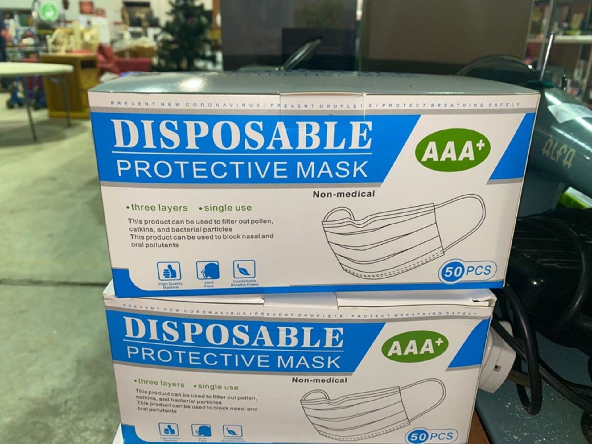 AAA+ BOX OF 50 DISPOSABLE FACE MASKS