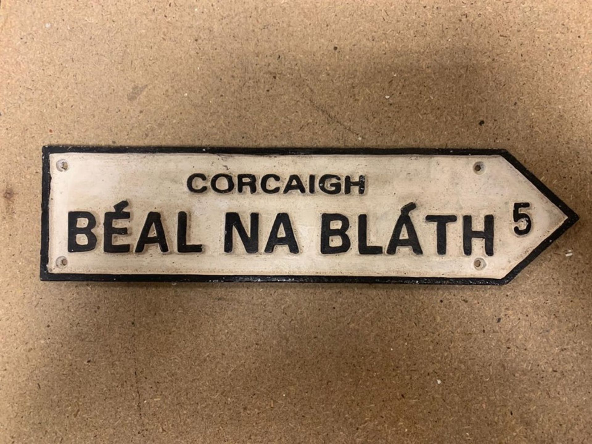"CORCAIGH BÉAL NA BLÁTH" CAST IRON SIGN