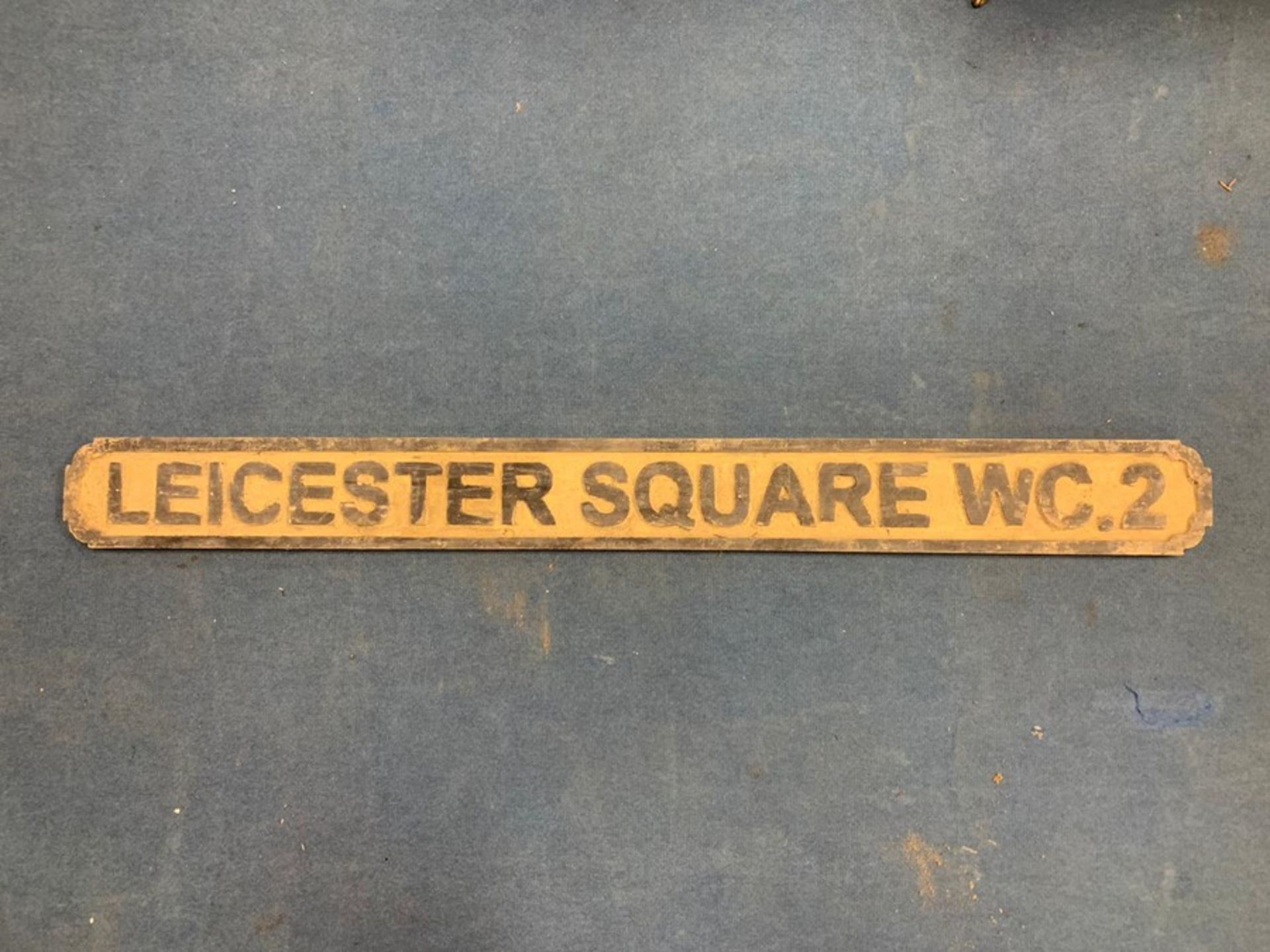 LEICESTER SQUARE WC.2 WOODEN SIGN