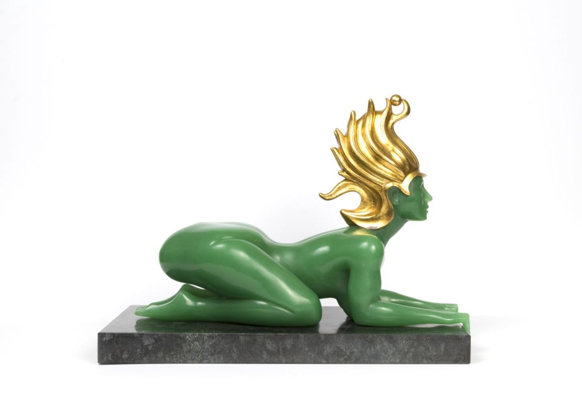 Fuchs, ErnstViennese Sphinx, 2013Polymeric Art Casting, partly gold-plated on granite pedestalsigned - Bild 3 aus 4