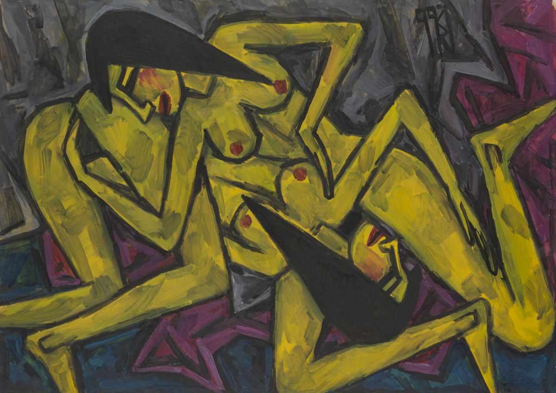 BerutschaTwo Lovers, 1966Oil on Cardboardsigned and dated lower left, Verso signed, dated and