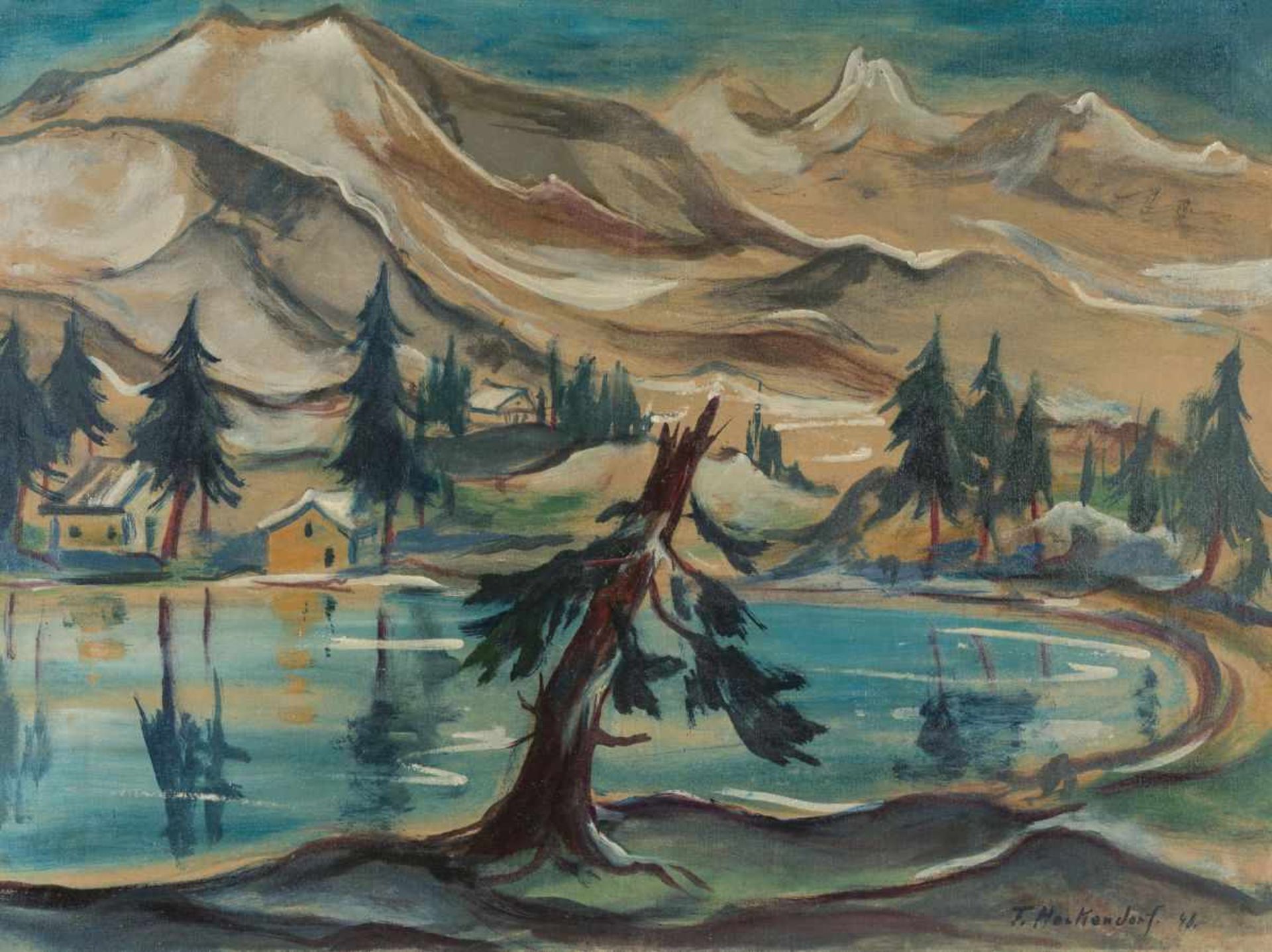 Heckendorf, FranzMountain Lake, 1948Oil on Canvassigned and dated lower right19,9 x 32,2 inrental