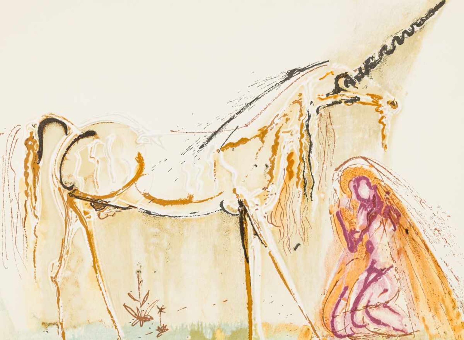 Dalí, SalvadorUnicornColored Lithographsigned lower right, marked as Test Print with E.A. lower