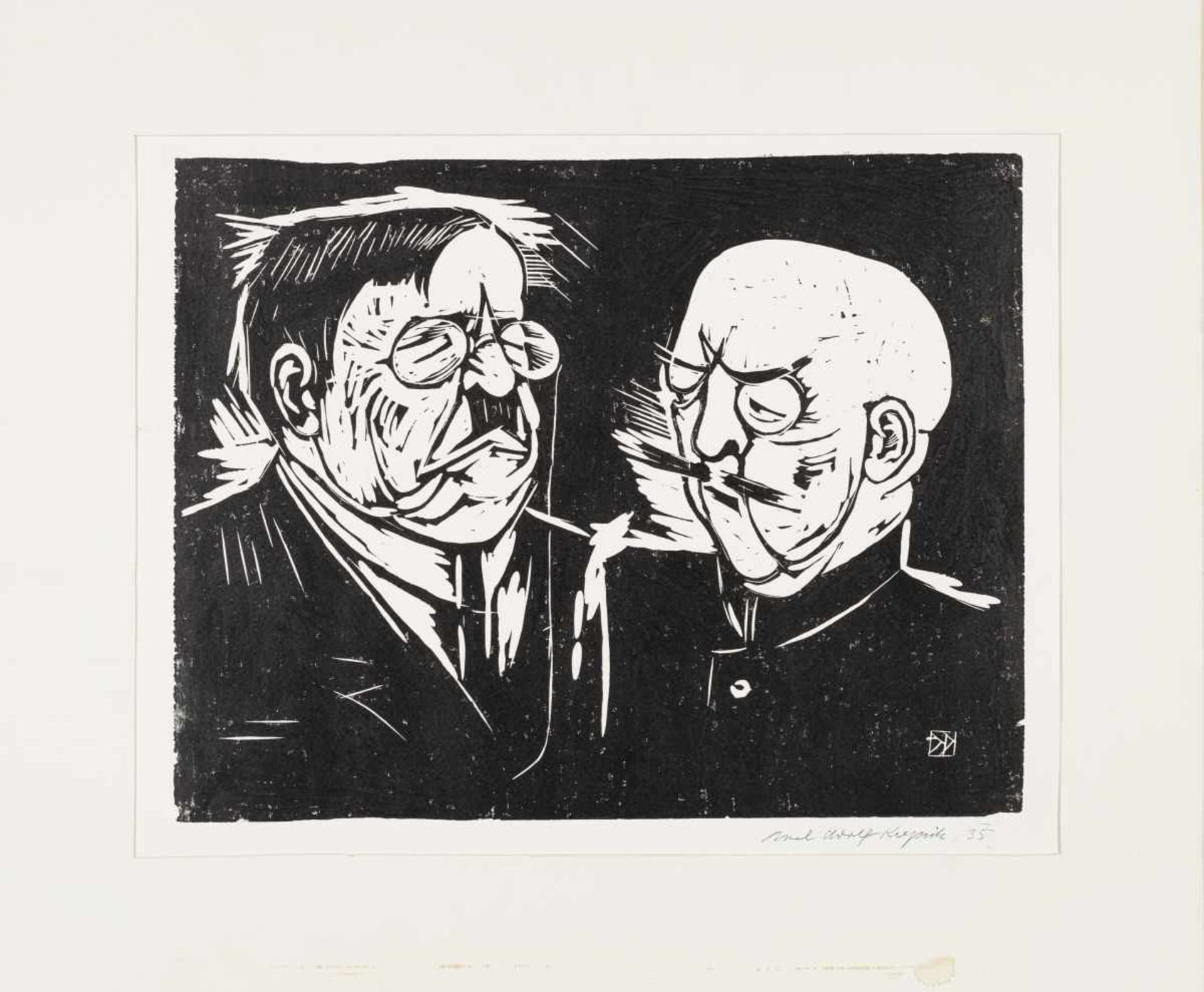 Krepcik, Karl AdolfDiscussion, 1935Woodcutsigned and dated lower rightSheet size: 16,8 x 20,2 in / - Bild 2 aus 3