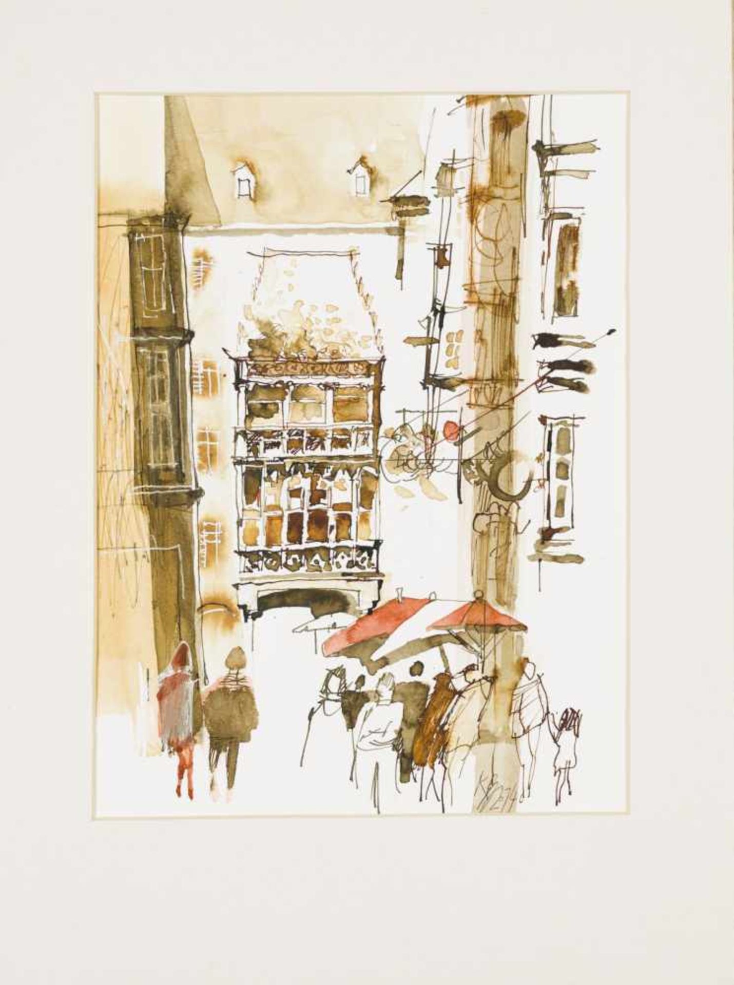 Panzenberger, KurtInnsbruck, Golden Roof, 2014Mixed Technique on Paper (Watercolor, Opaque White, - Bild 2 aus 4