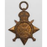 1914 Star named 2796 Pte W Battrum S.Gds. Entitled to the Clasp and a Silver War badge for Wounds