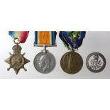 1915 Star Trio to 16651 Pte H S Mills Hampshire Regt. With Silver War Badge B89999. (3+1)