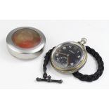 WW2 era pocket watch by Moeris, black faced, reverse stamped 'G.S.T.P. M14093' with W/D arrow stamp