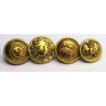 Buttons 4x Victorian inc 14th of Foot, W.Yorks, 16th of Foot, Bedfords, 35th (Sussex), 51st, (2nd