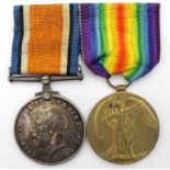 BWM & Victory Medal to 2213 Pte W H Ould D.of.Corn L.I. Born St Columb, Cornwall. (2)