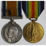 BWM & Victory Medal to S-12963 Pte F T Rowe, Seaforth. (2)