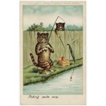 Louis Wain cats postcard - Faulkner: Fishing Made Easy.