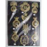 British Victorian Badges with K & K numbers on a card. (10)